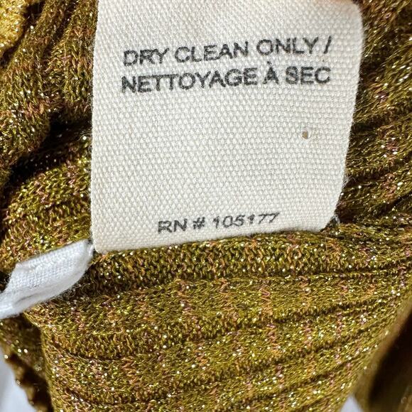 Ulla Johnson Dax Puff Sleeve Crew Neck Ribbed Metallic Ombre Gold Small - Picture 6 of 11